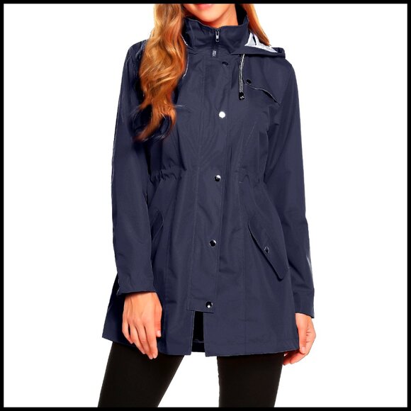 Lightweight Hooded Waterproof Rain Jacket Active Outdoor Windbreaker S-XXL